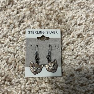 Sterling Silver Cat Earrings